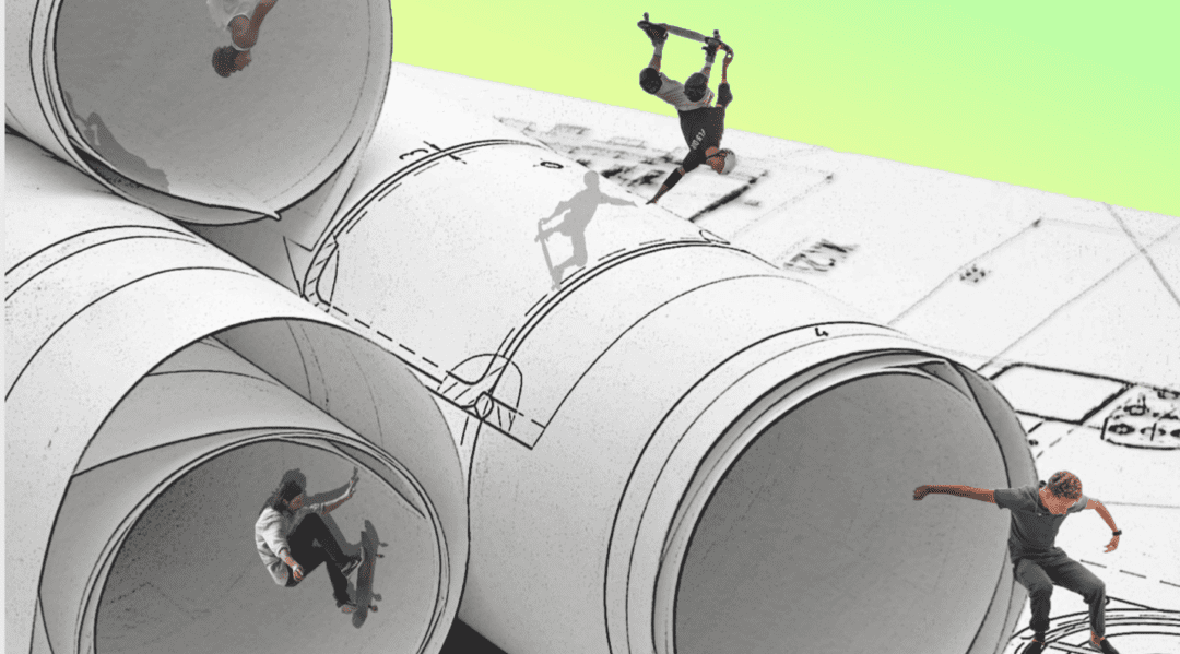 Artistic image of architectural plans